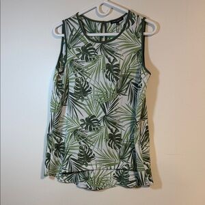 Mario Serrani Tropical Leaf Print Tank Top
